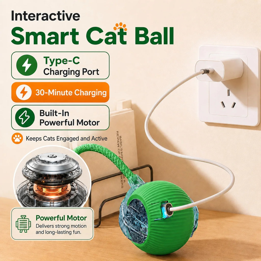 Smart Rolling Cat Ball – USB Rechargeable